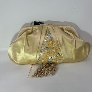 Badgley Mischka Gold Floral Clutch